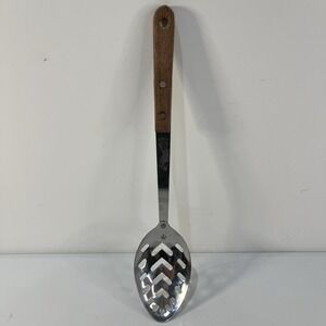 Vintage Stainless Steel Japan Slotted Spoon With Wooden Handle Cooking Household